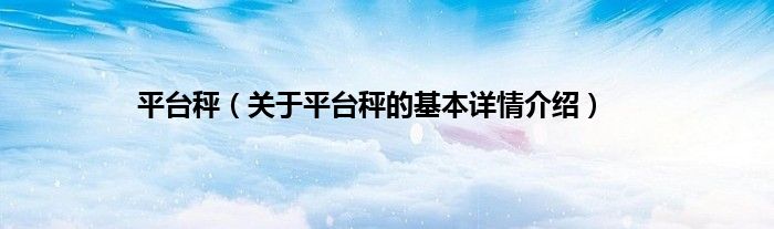 平台秤（关于平台秤的基本详情介绍）
