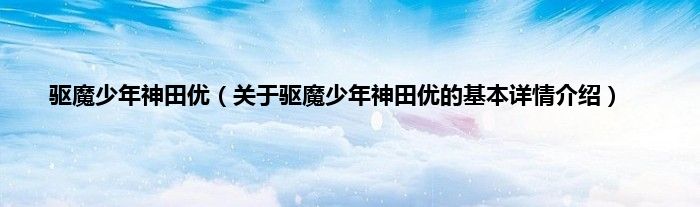驱魔少年神田优（关于驱魔少年神田优的基本详情介绍）