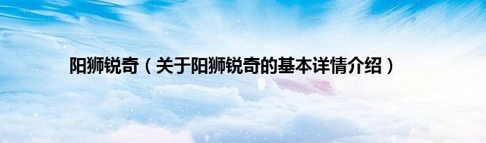 阳狮锐奇（关于阳狮锐奇的基本详情介绍）