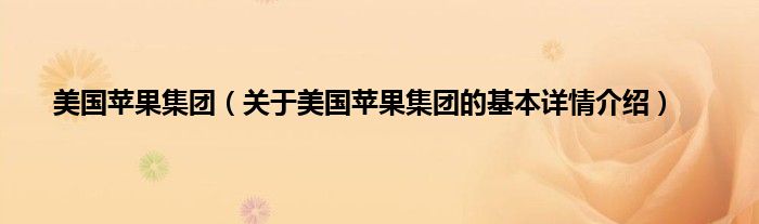 美国苹果集团（关于美国苹果集团的基本详情介绍）