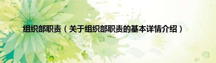 组织部职责（关于组织部职责的基本详情介绍）