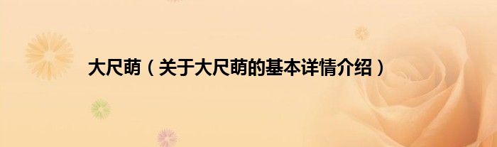 大尺萌（关于大尺萌的基本详情介绍）