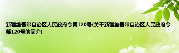 新疆维吾尔自治区人民政府令第120号(关于新疆维吾尔自治区人民政府令第120号的简介)