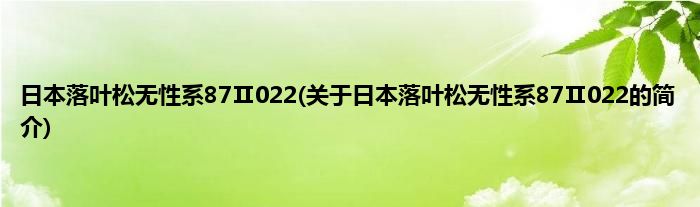 日本落叶松无性系87Ⅱ022(关于日本落叶松无性系87Ⅱ022的简介)