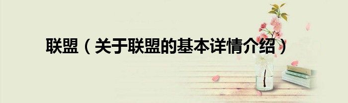 联盟（关于联盟的基本详情介绍）