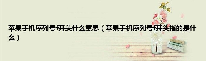 苹果手机序列号f开头什么意思(苹果手机序列号f开头指的是什么)