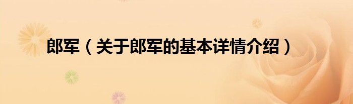 郎军(关于郎军的基本详情介绍)