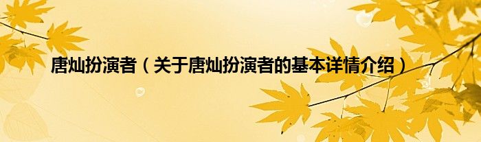 唐灿扮演者（关于唐灿扮演者的基本详情介绍）